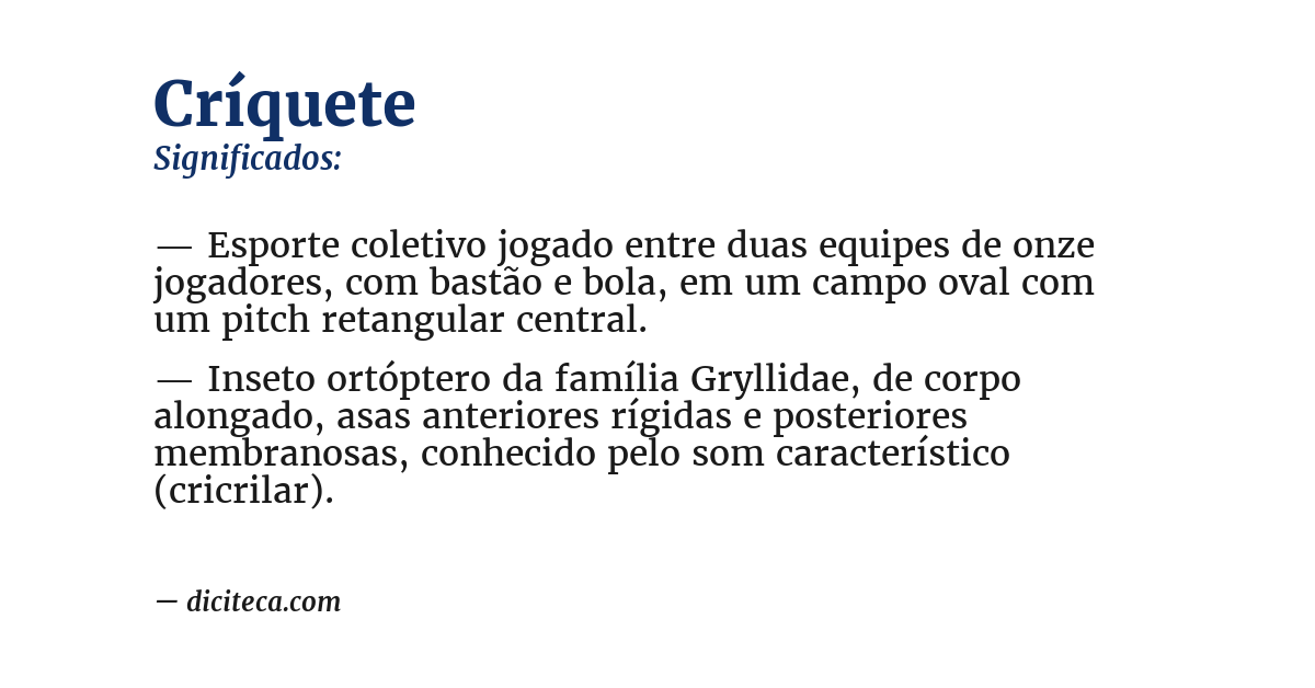Significado de críquete