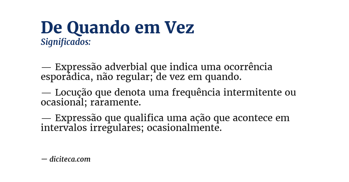 Significado de de quando em vez