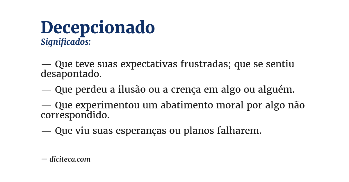 Significado de decepcionado