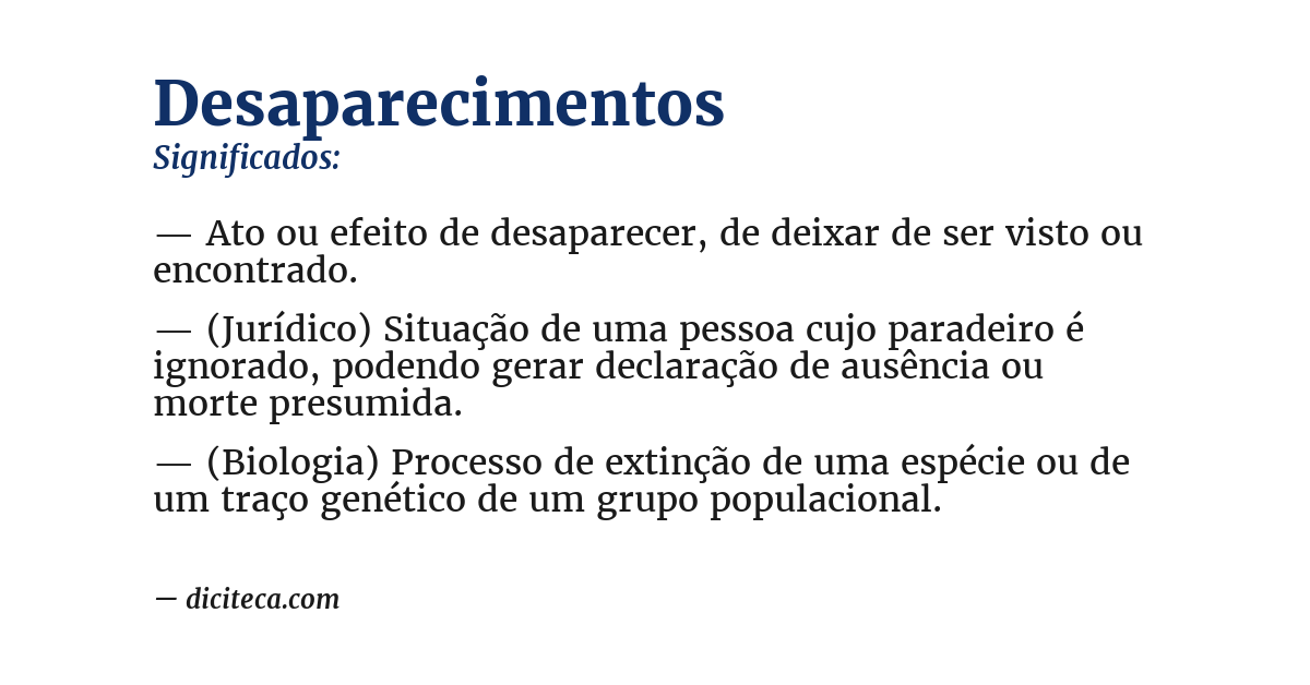 Significado de desaparecimentos