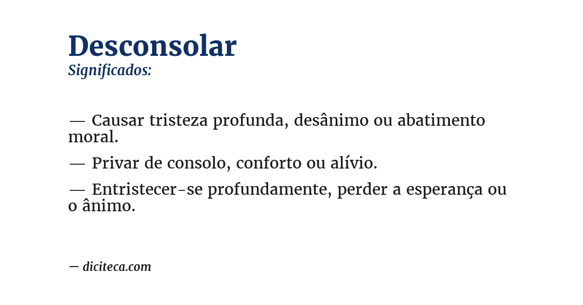 Significado de desconsolar