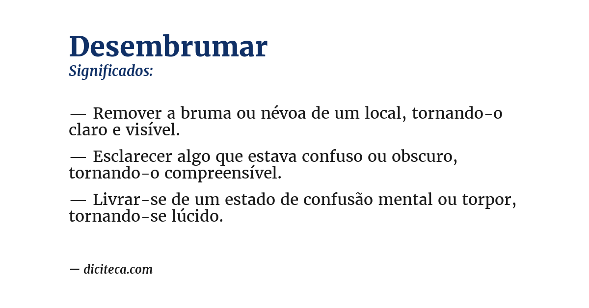 Significado de desembrumar