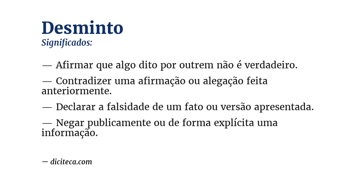Significado de desminto
