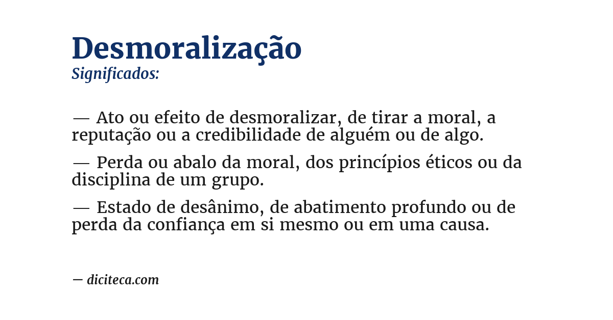 Significado de desmoralização