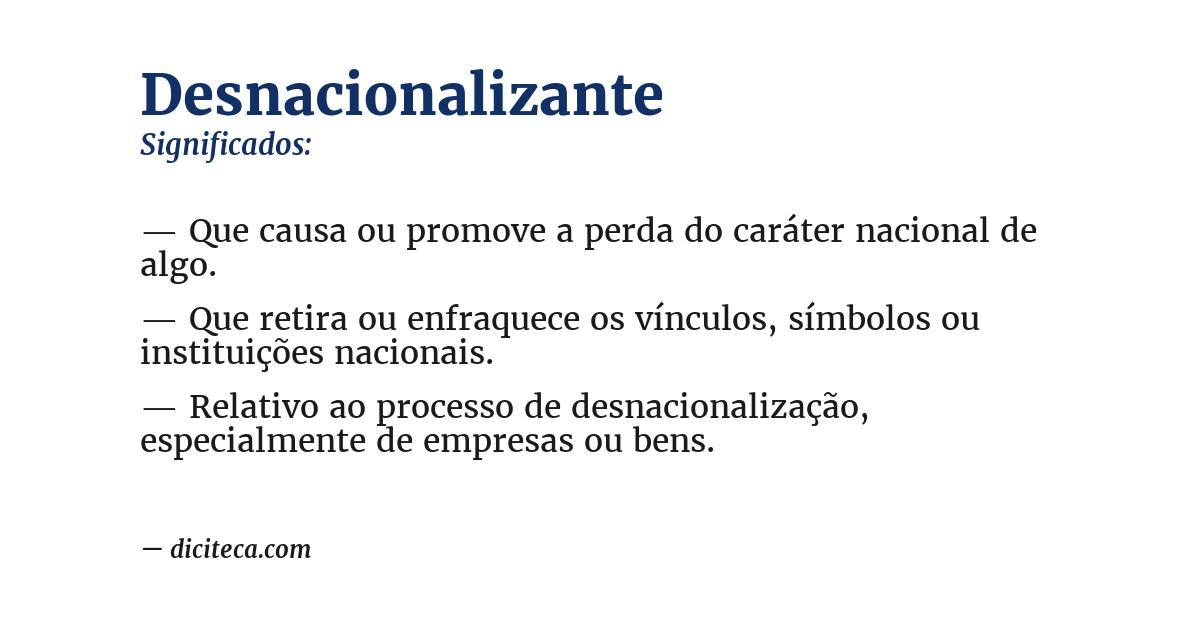 Significado de desnacionalizante