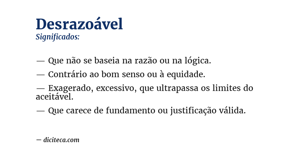 Significado de desrazoável
