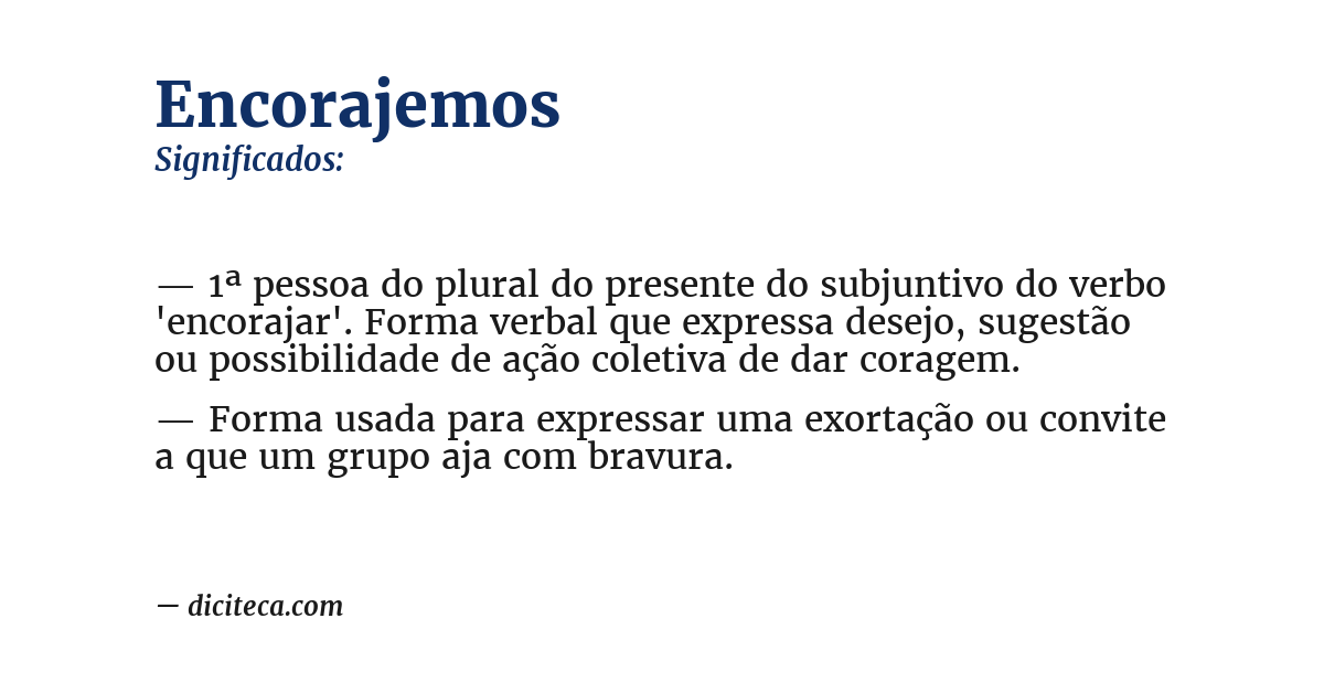 Significado de encorajemos