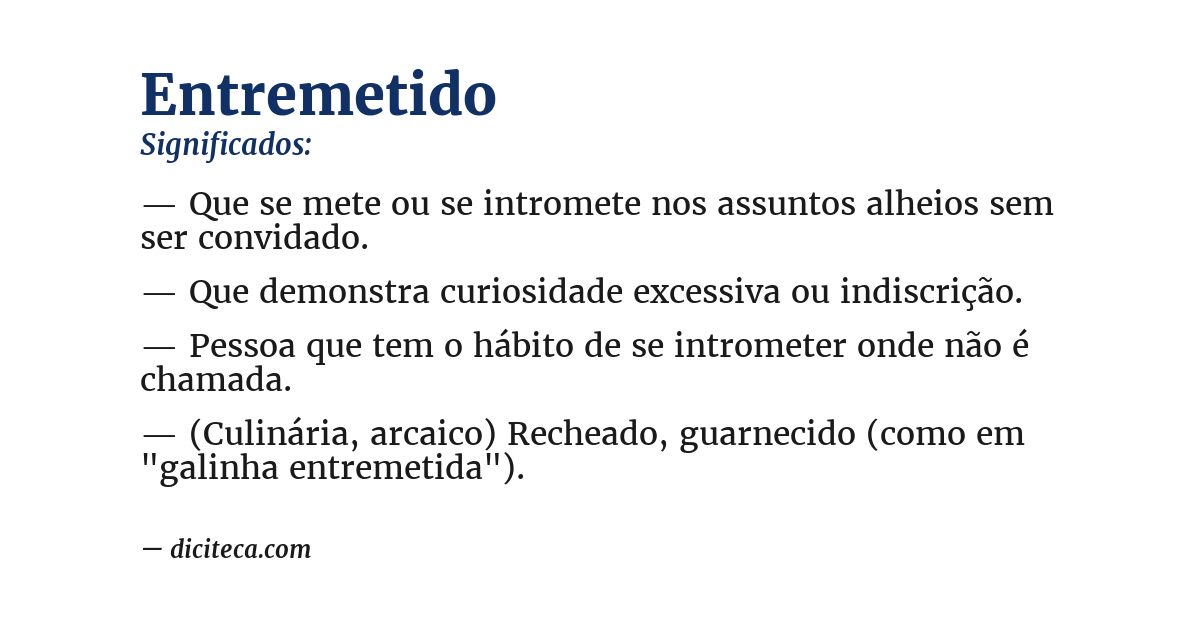 Significado de entremetido