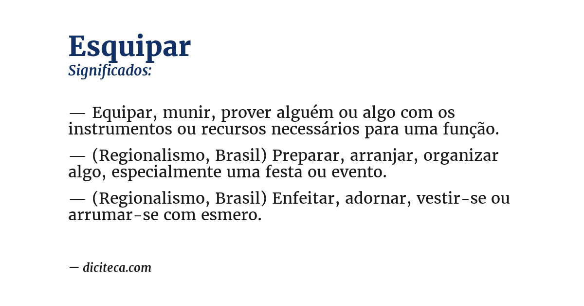 Significado de esquipar
