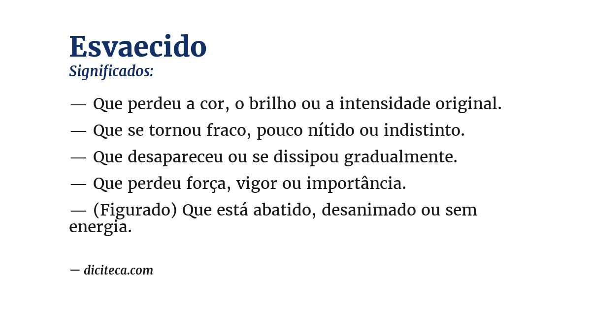 Significado de esvaecido