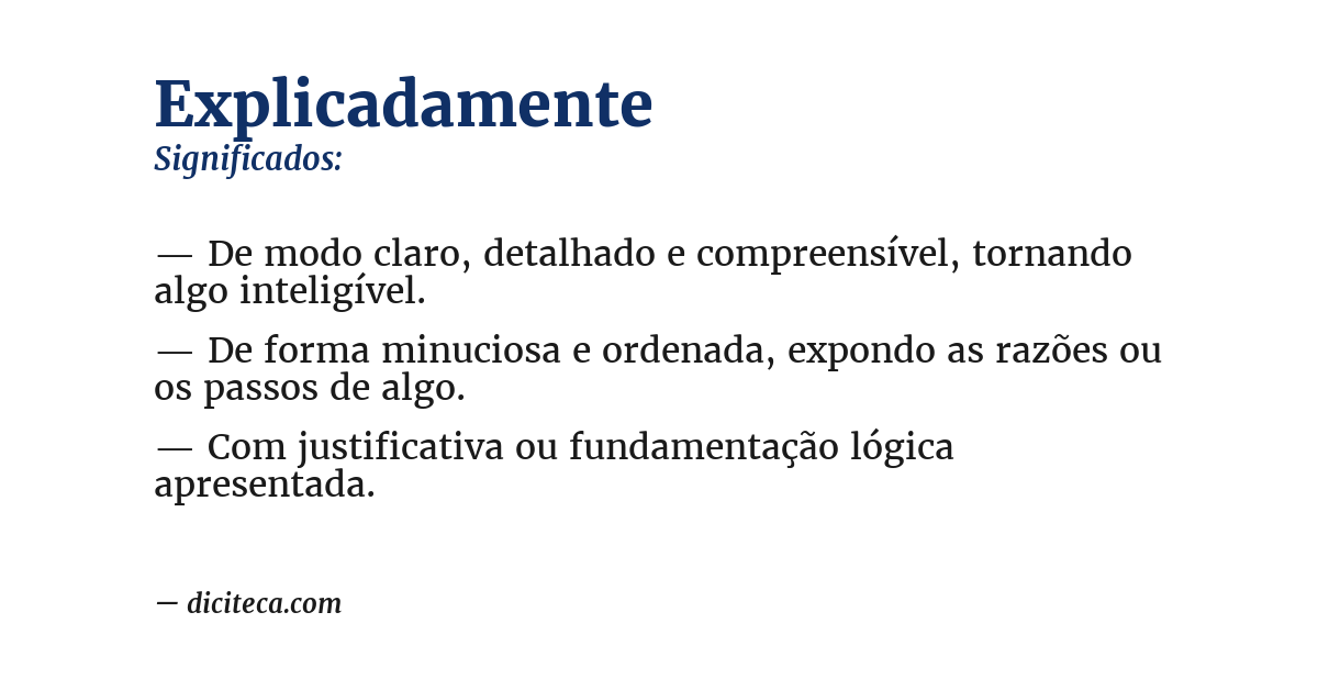 Significado de explicadamente