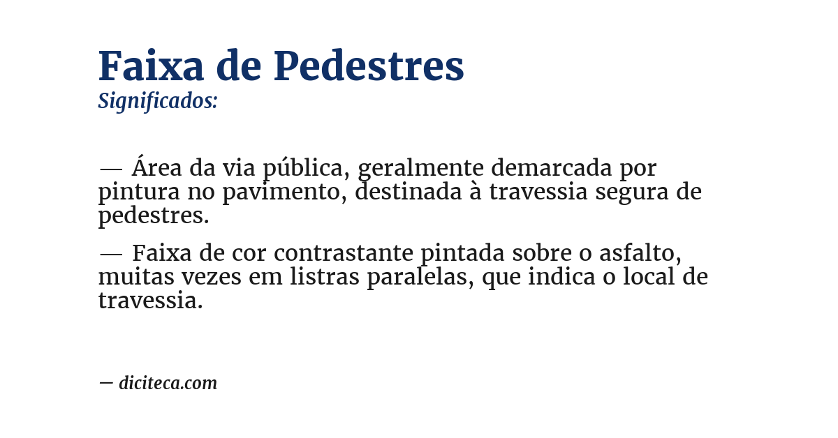 Significado de faixa de pedestres