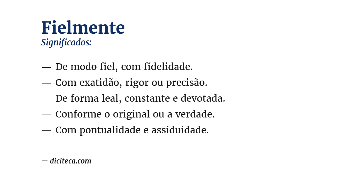 Significado de fielmente