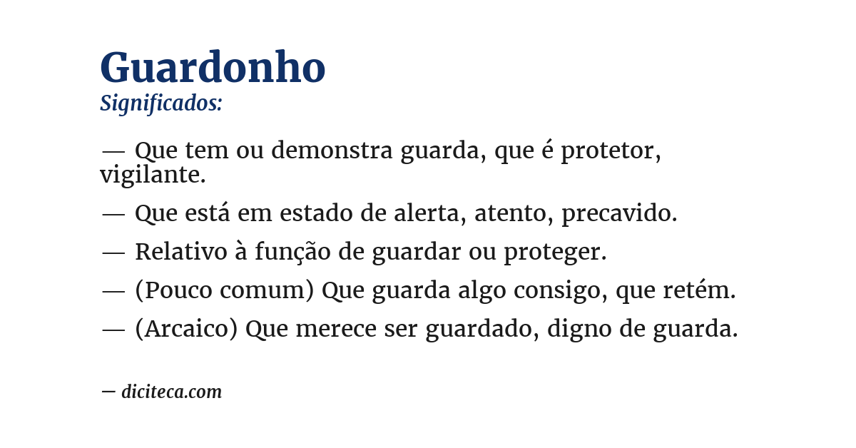 Significado de guardonho