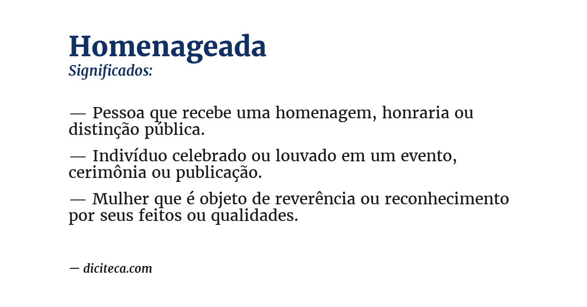 Significado de homenageada