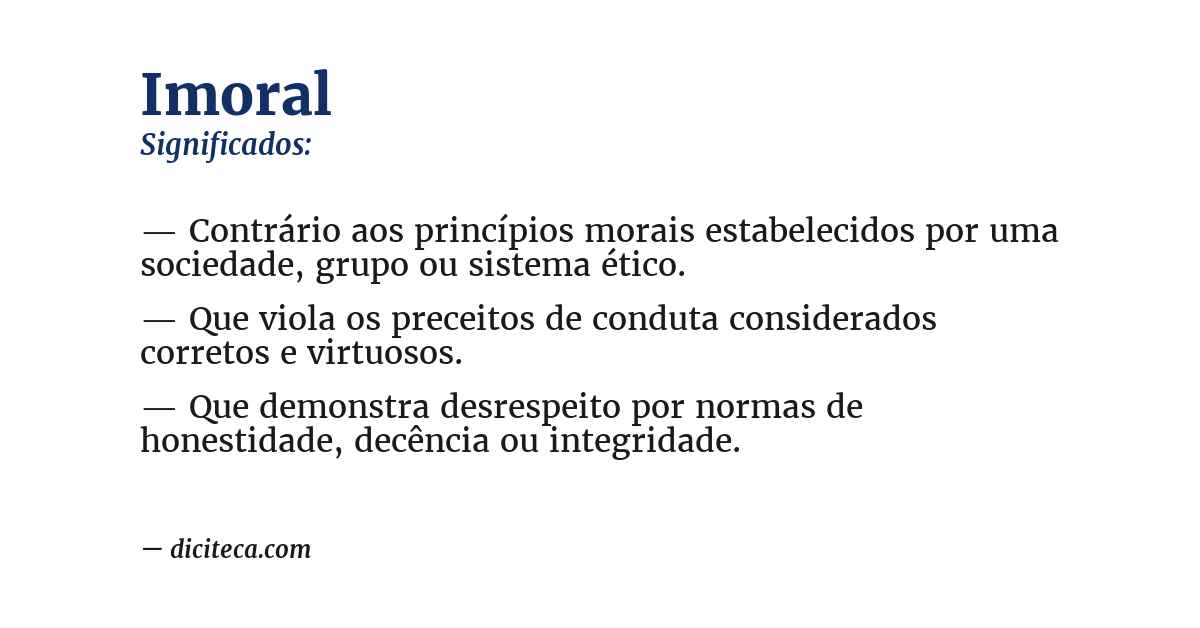 Significado de imoral