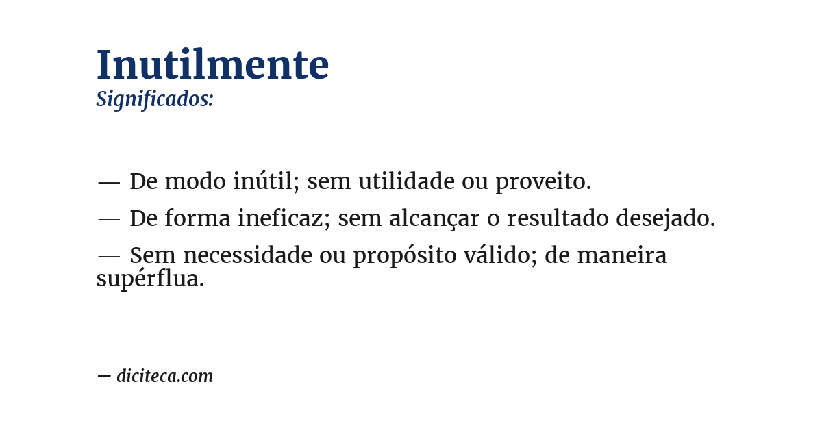 Significado de inutilmente