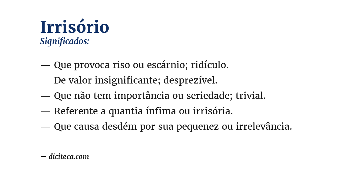 Significado de irrisório