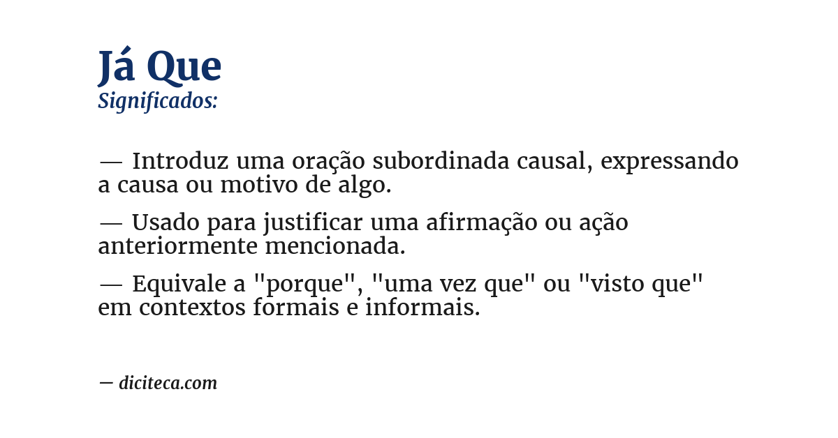 Significado de já que