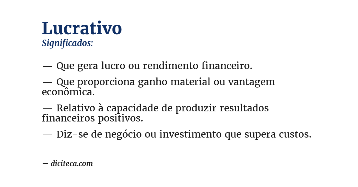 Significado de lucrativo