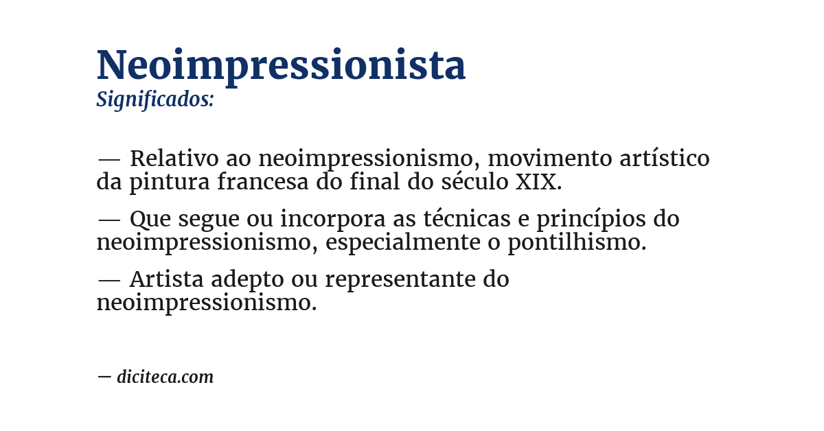 Significado de neoimpressionista