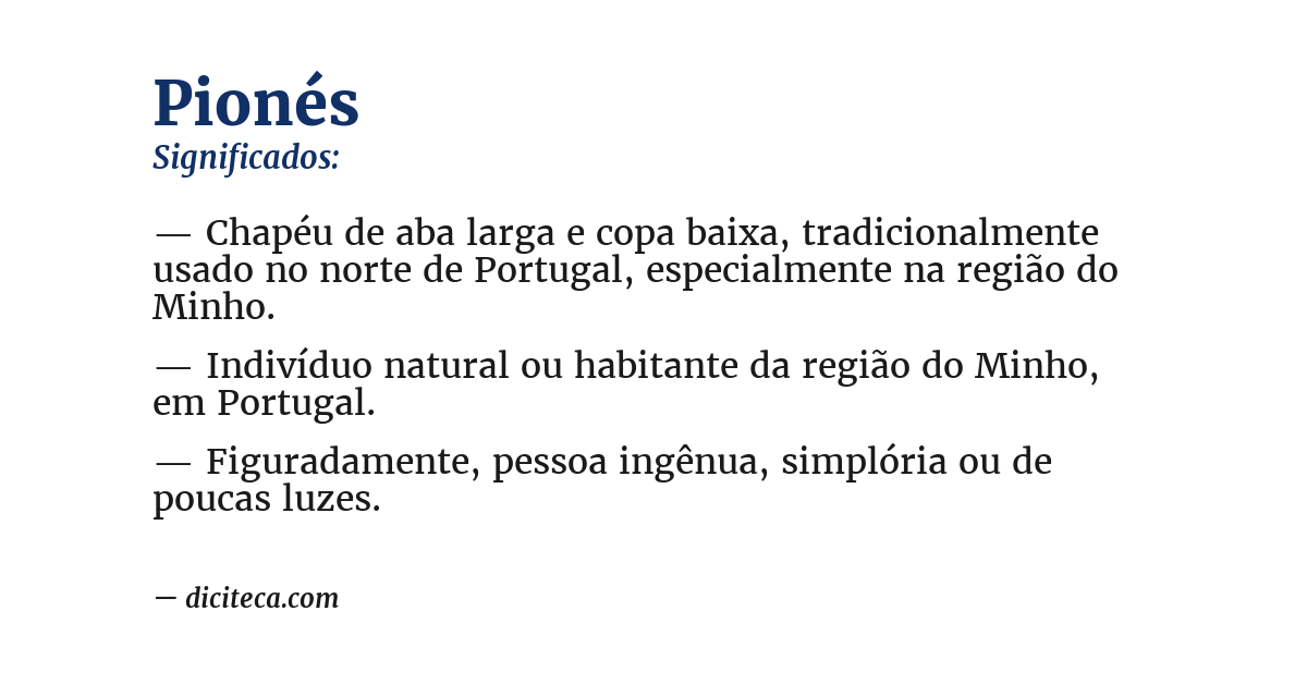 Significado de pionés