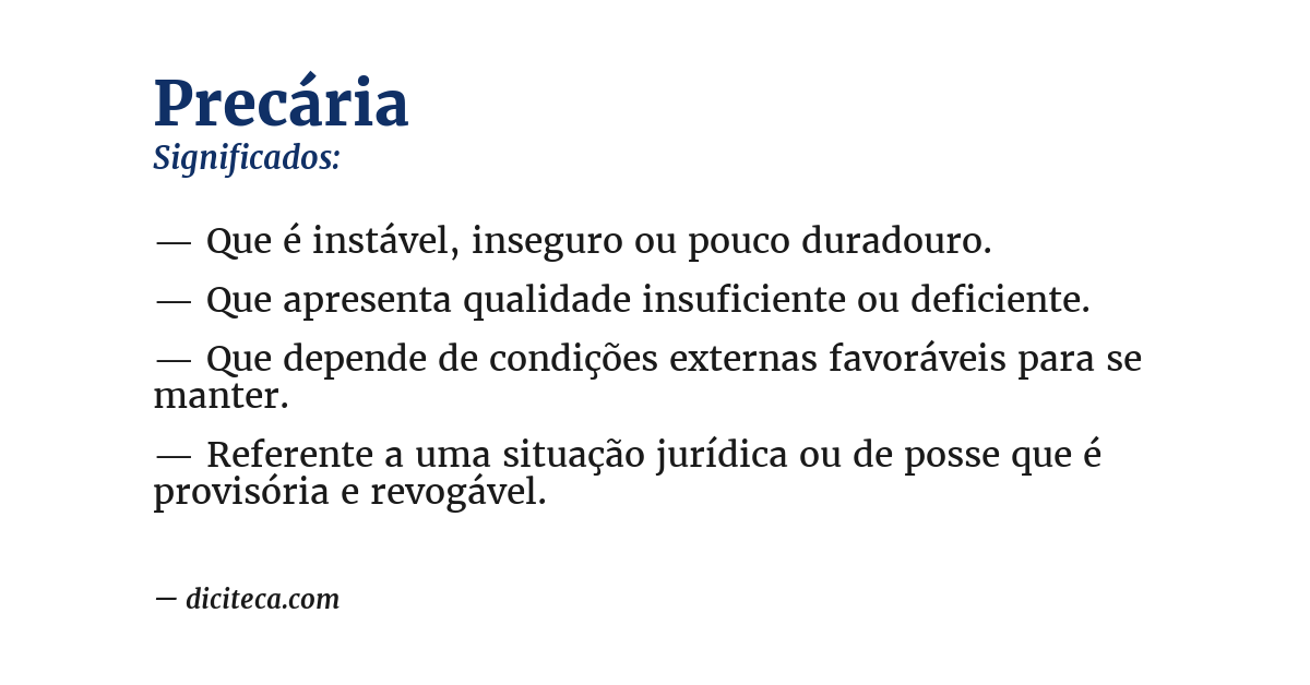 Significado de precária