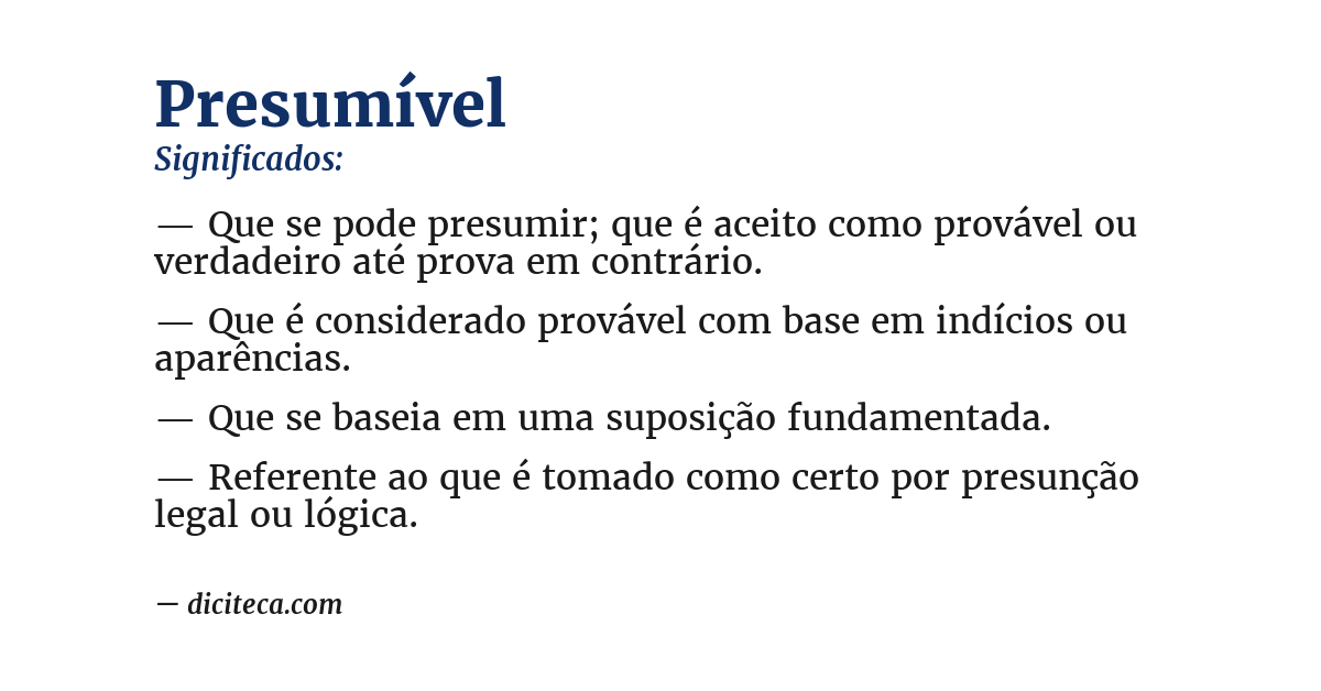 Significado de presumível