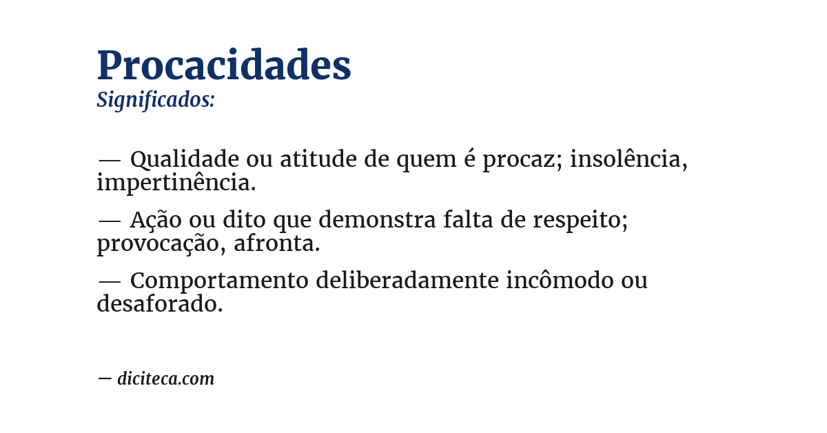Significado de procacidades
