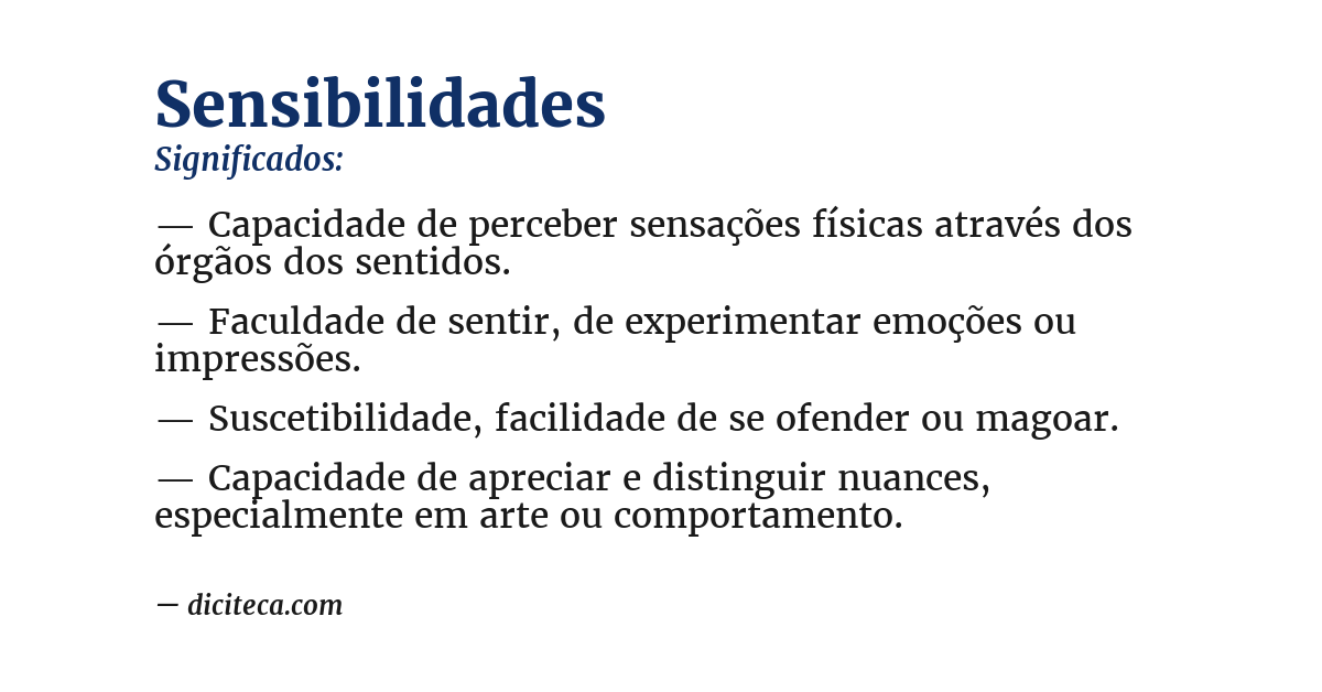 Significado de sensibilidades