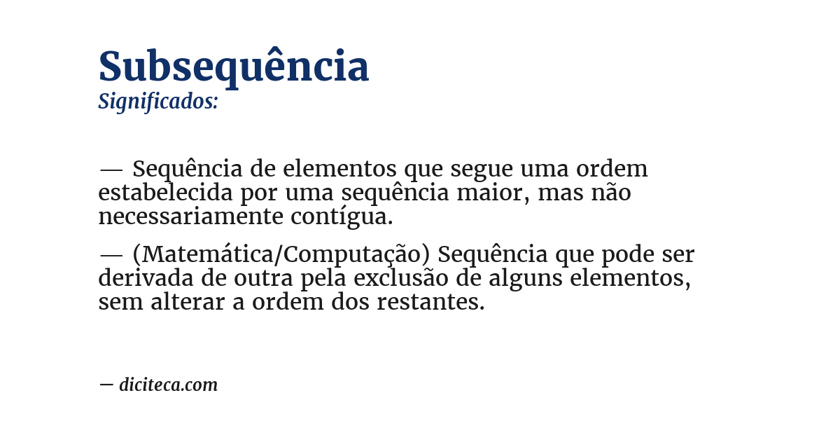 Significado de subsequência