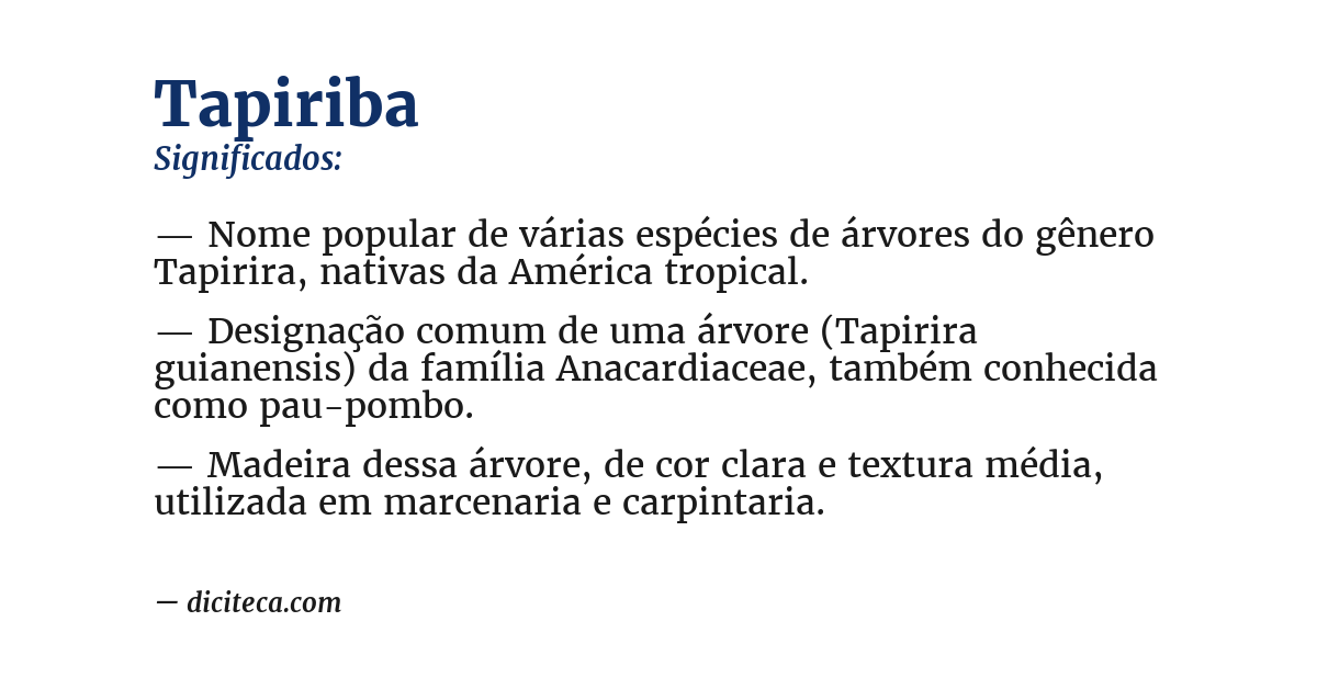 Significado de tapiriba