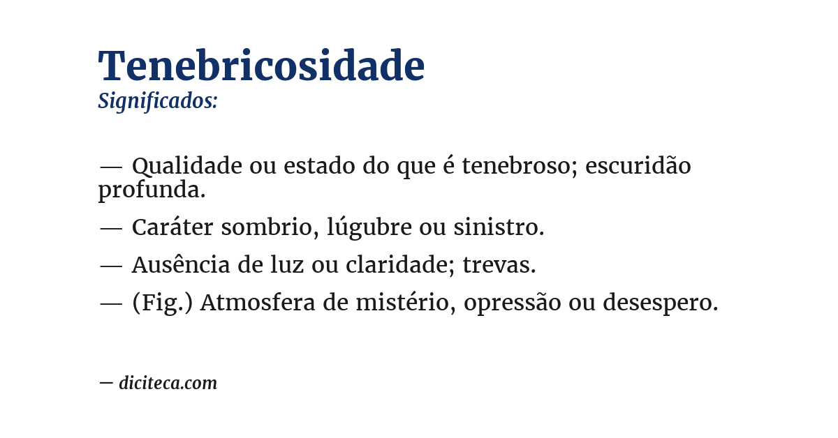 Significado de tenebricosidade