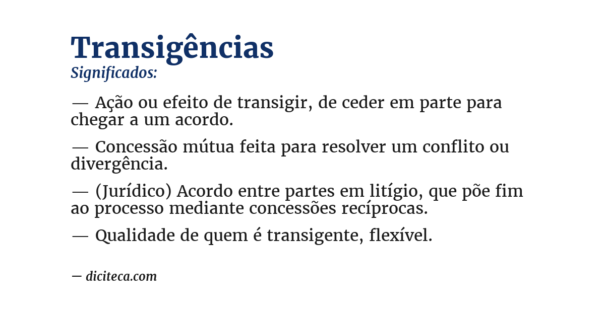 Significado de transigências