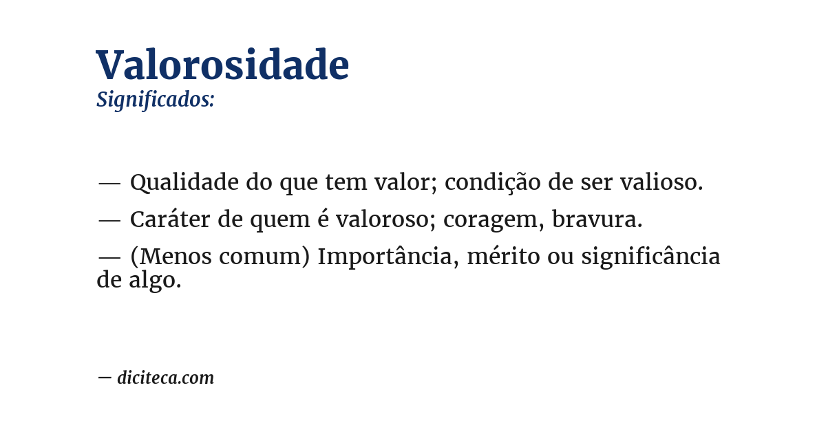 Significado de valorosidade
