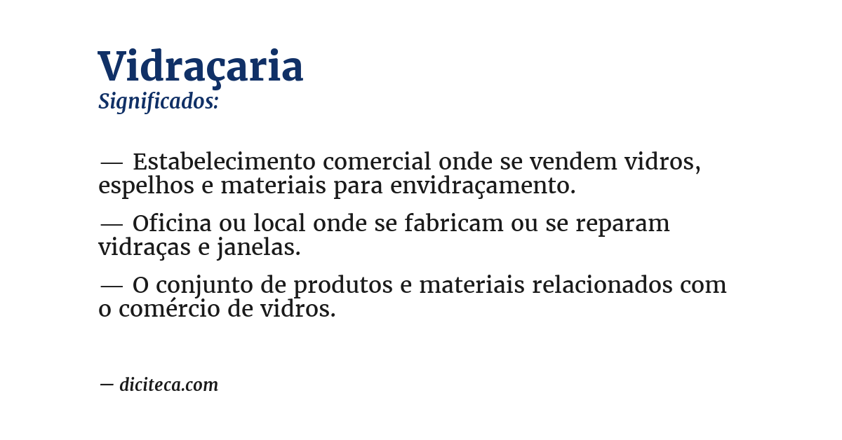 Significado de vidraçaria