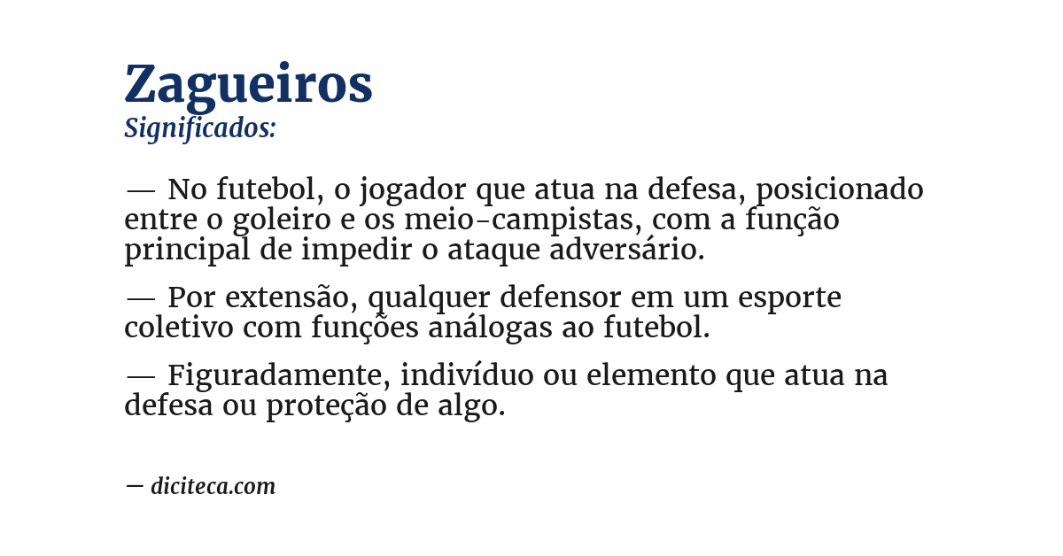 Significado de zagueiros