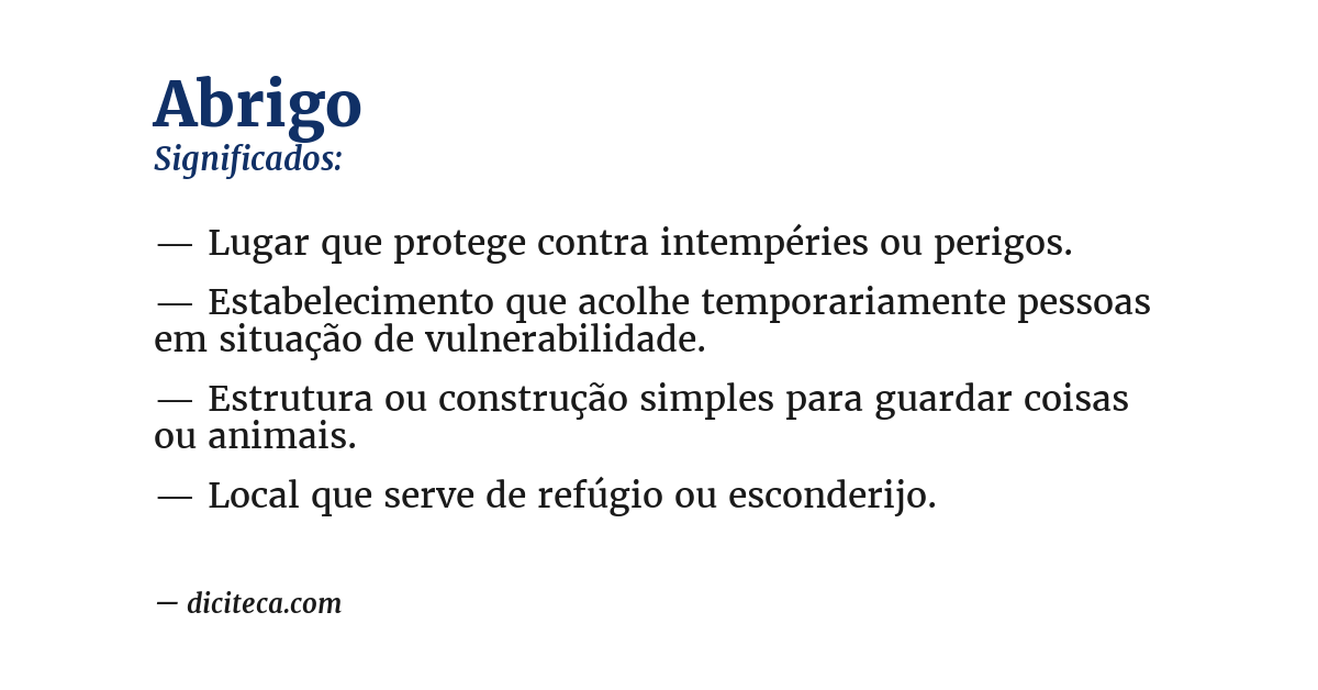 Significado de abrigo