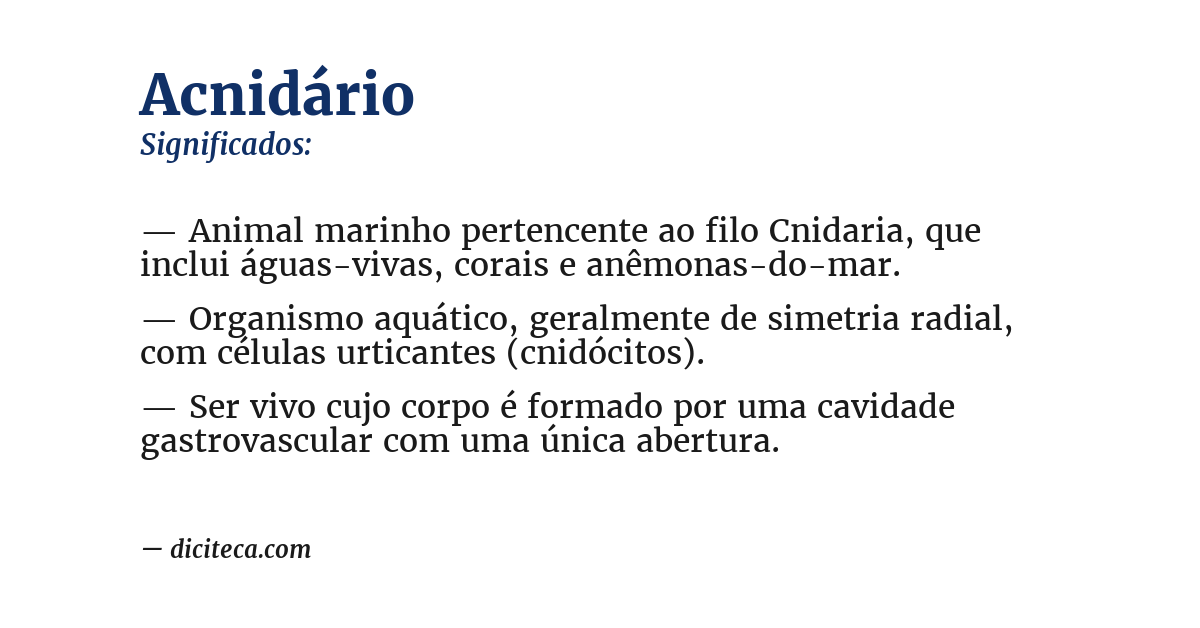 Significado de acnidário