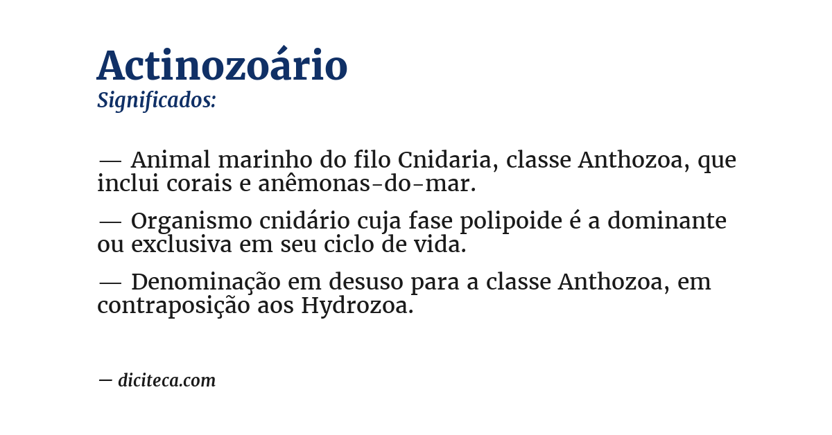 Significado de actinozoário