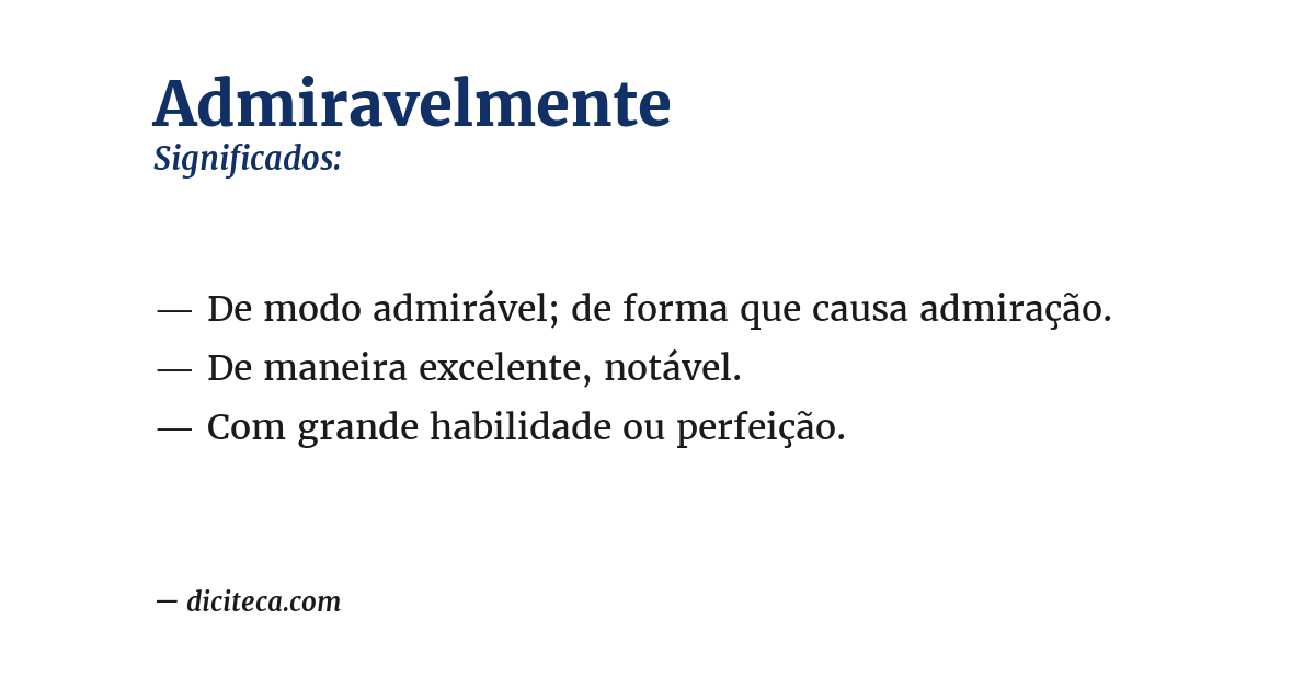 Significado de admiravelmente