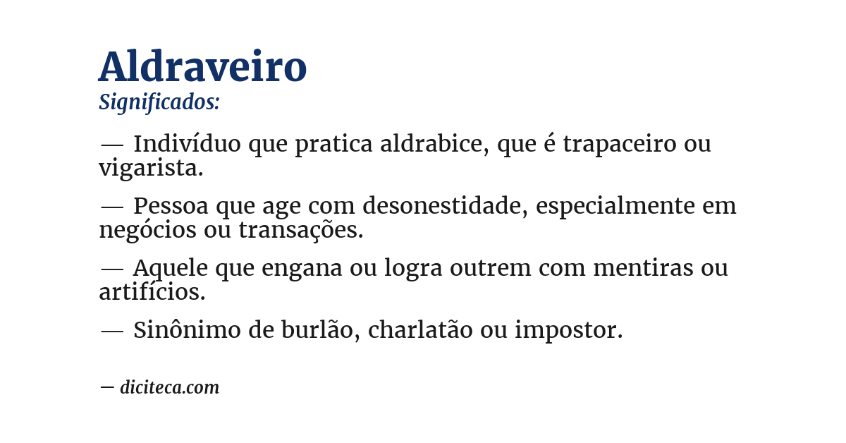 Significado de aldraveiro