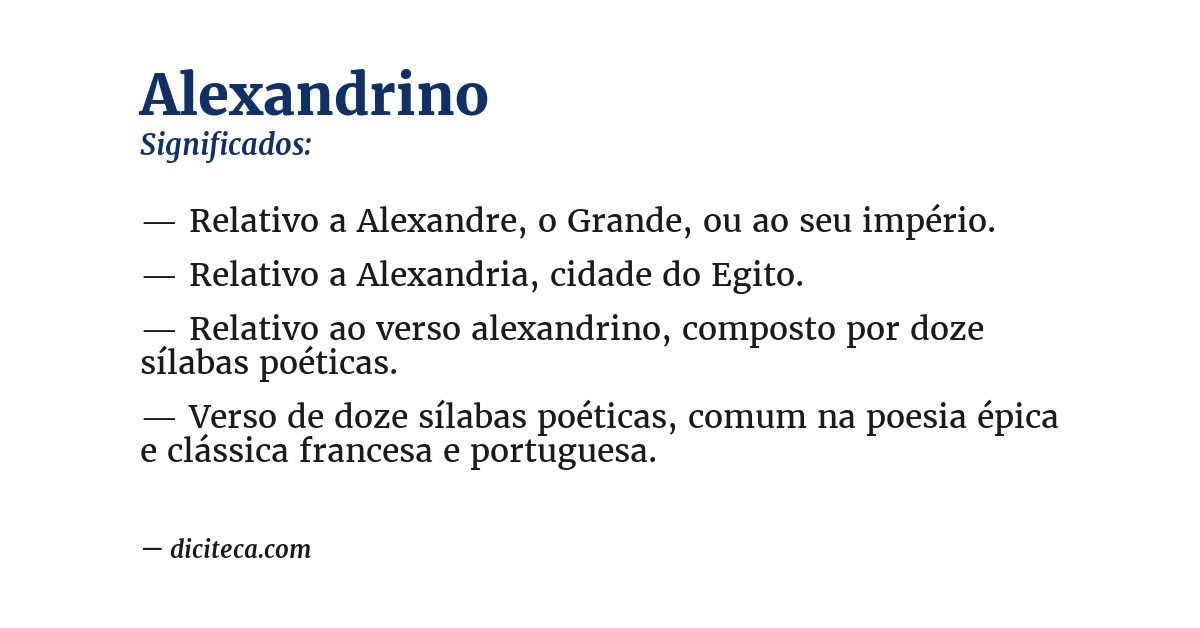 Significado de alexandrino