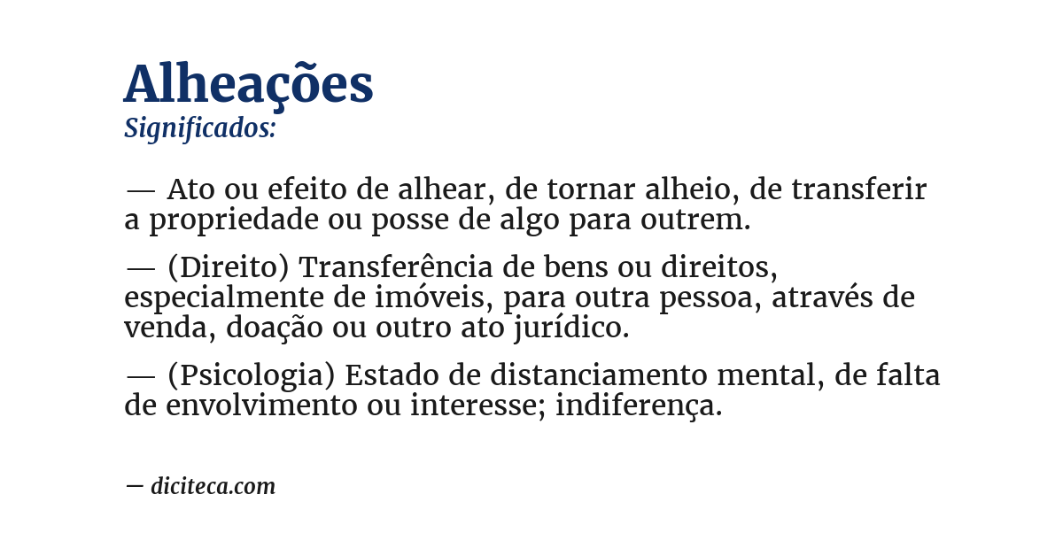 Significado de alheações
