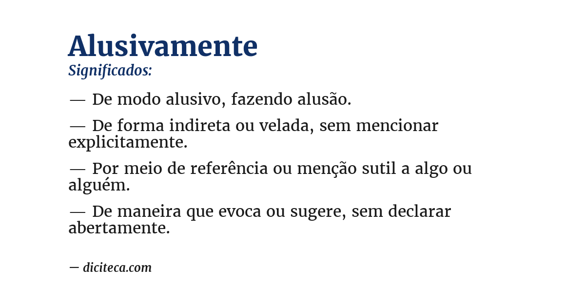 Significado de alusivamente