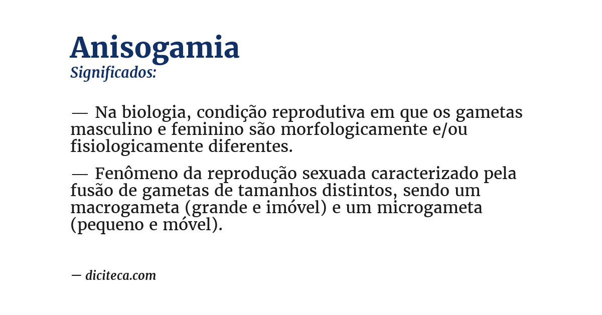 Significado de anisogamia