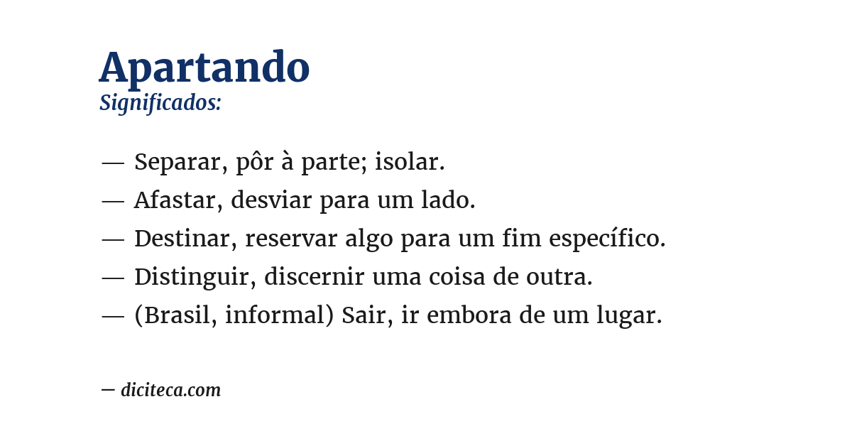 Significado de apartando
