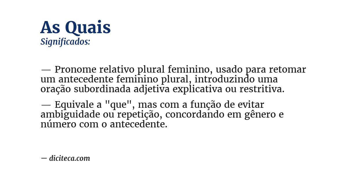 Significado de as quais