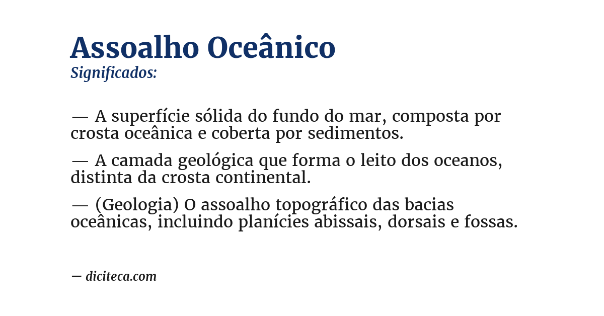 Significado de assoalho oceânico