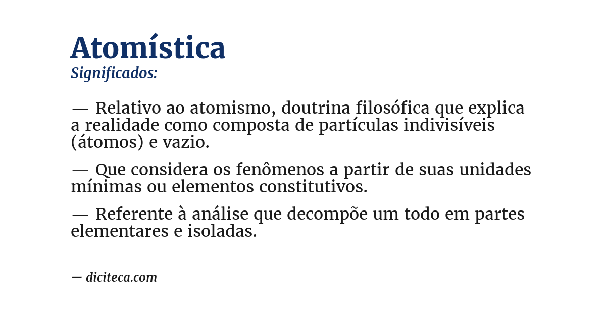 Significado de atomística